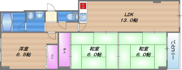 緑橋コーポ2号棟の間取り