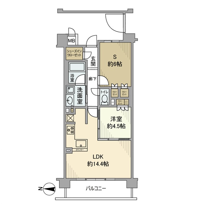 大和大路1丁目の完工年月(2026年3月)築の賃貸マンションの間取り