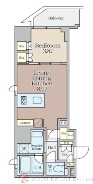 曾根崎新地の完工年月(2025年4月)築の賃貸マンションの間取り
