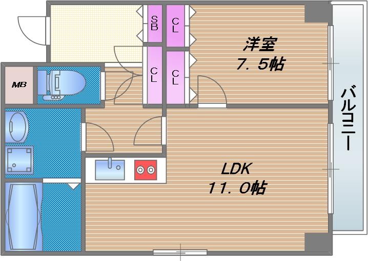 フェルティシャトー緑橋の間取り