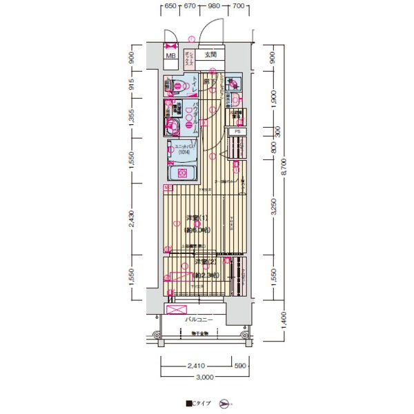 壬生西土居ノ内町の完工年月(2026年2月)築の賃貸マンションの間取り