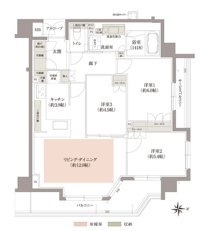 元頂妙寺町の完工年月(2023年12月)築の賃貸マンションの間取り