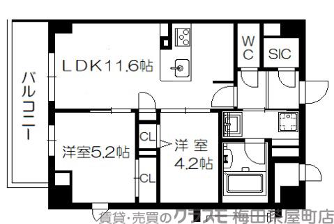 セントリヴィエ大阪梅田の間取り