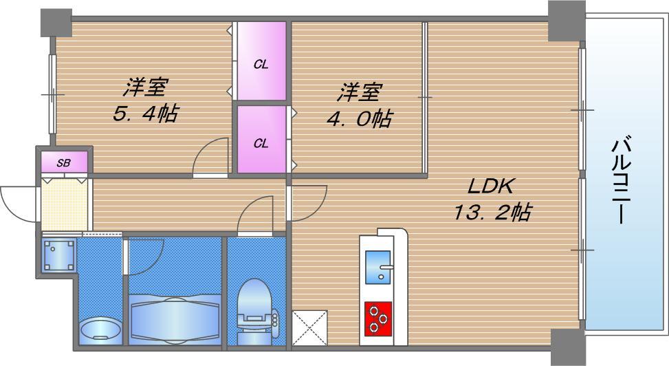 キャッスルビュー玉造上町台の間取り