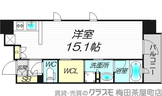 南船場の完工年月(2014年11月)築の賃貸マンションの間取り