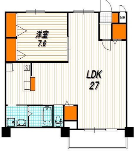 五坊大宮町の完工年月(1972年3月)築の賃貸マンションの間取り