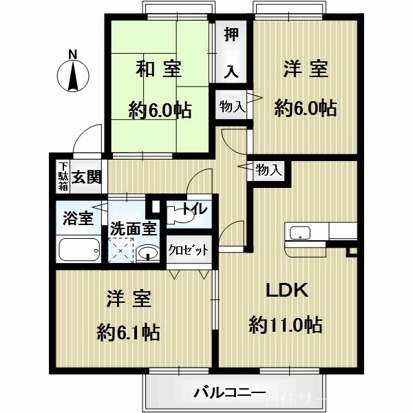 サンビレッジ南春日丘K棟の間取り