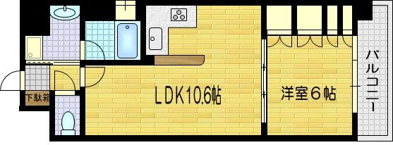 下鱗形町の完工年月(2017年1月)築の賃貸マンションの間取り