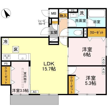 新芦屋上の完工年月（2026年3月）築の賃貸アパートの間取り