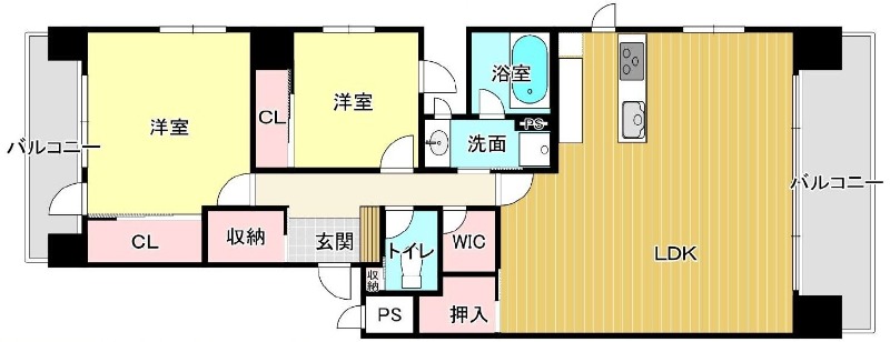 烏帽子屋町の完工年月(2000年11月)築の賃貸マンションの間取り