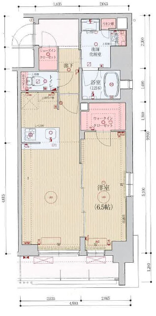 西院安塚町の完工年月(2021年8月)築の賃貸マンションの間取り