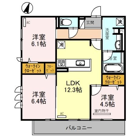 字大山崎の完工年月(2023年11月)築の賃貸アパートの間取り