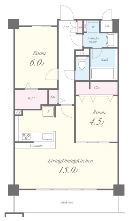 天神の完工年月(2021年12月)築の賃貸マンションの間取り
