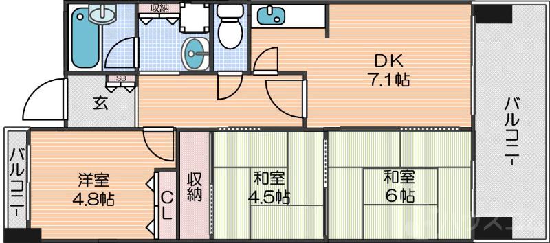 グランデージ住之江の間取り