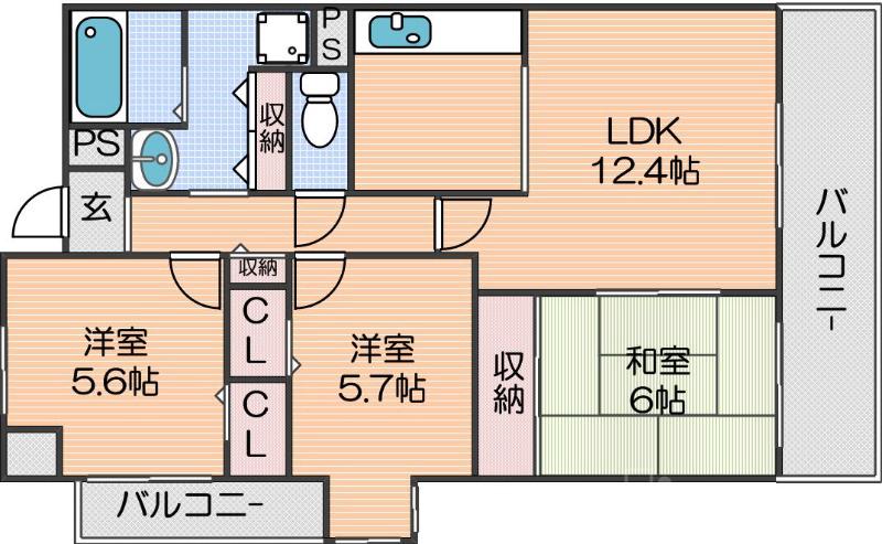 グランデージ住之江の間取り