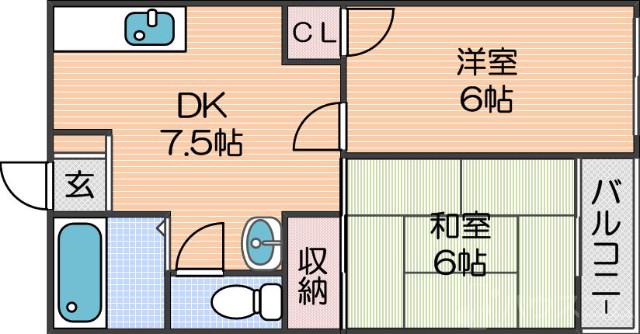 帝塚山コーポラスの間取り