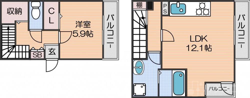 ミラージュ帝塚山の間取り