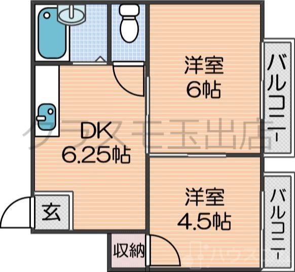 岸里の完工年月(1979年5月)築の賃貸マンションの間取り