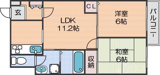 万代の完工年月(1994年9月)築の賃貸マンションの間取り