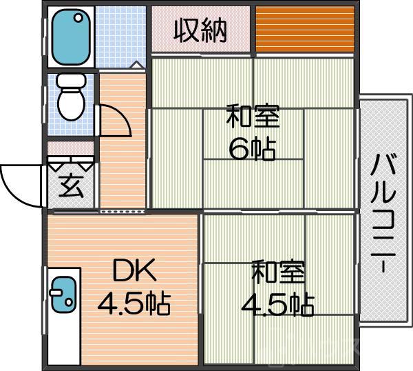 安立の完工年月(1973年4月)築の賃貸マンションの間取り