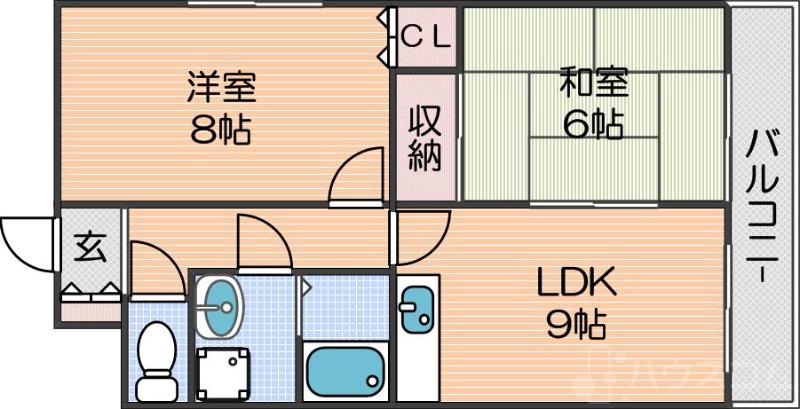 上住吉の完工年月(1995年8月)築の賃貸マンションの間取り