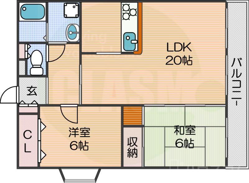 上住吉の完工年月(1995年8月)築の賃貸マンションの間取り