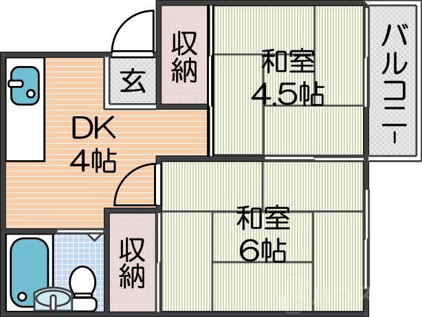 岸里の完工年月(1985年10月)築の賃貸マンションの間取り