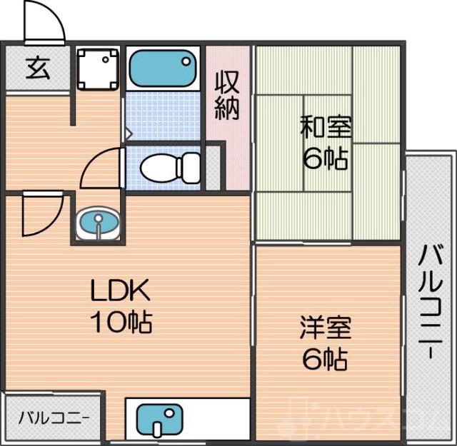 岸里東の完工年月(1988年1月)築の賃貸マンションの間取り