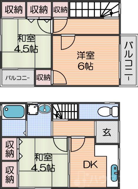 泉の完工年月(1975年1月)築の賃貸一戸建ての間取り