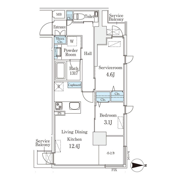 十四軒町の完工年月(2026年1月)築の賃貸マンションの間取り