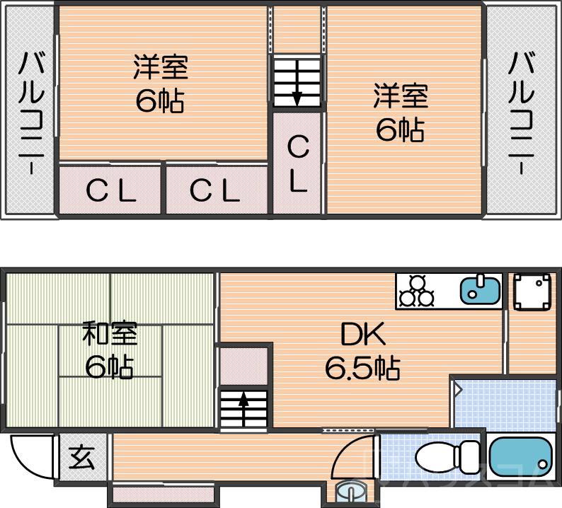 北加賀屋2丁目貸家の間取り