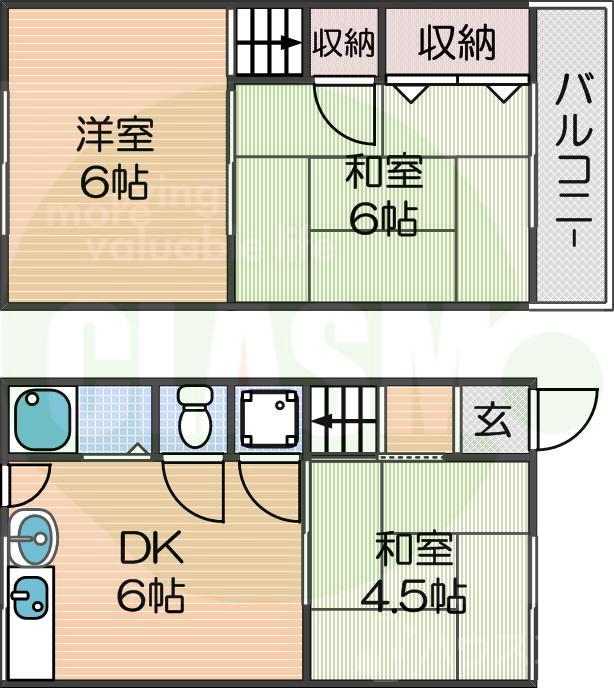 住吉1丁目貸家の間取り