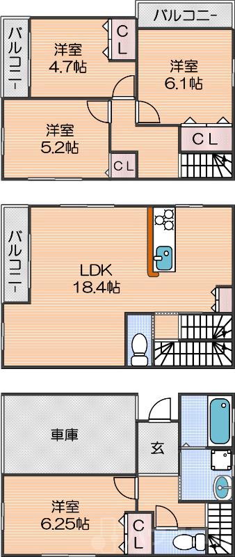 千本中2丁目12号地戸建の間取り
