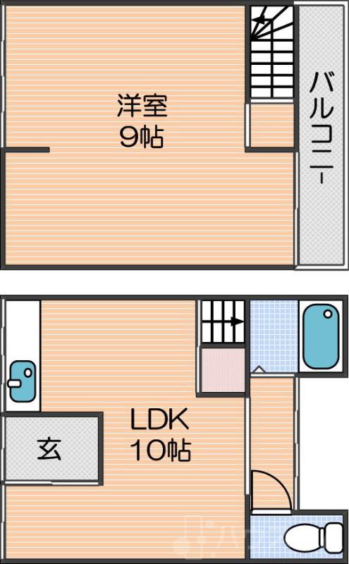 浜口東の完工年月(1975年1月)築の賃貸一戸建ての間取り