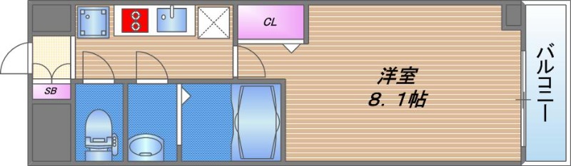 プレサンス谷町九丁目駅前の間取り