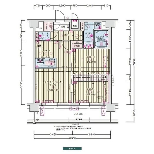 (仮称)プレサンス京橋GREEN YARDアルミラの間取り