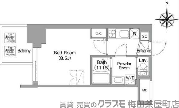 コンフォリア・リヴ大阪本町の間取り