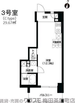 高麗橋の完工年月(2007年6月)築の賃貸マンションの間取り