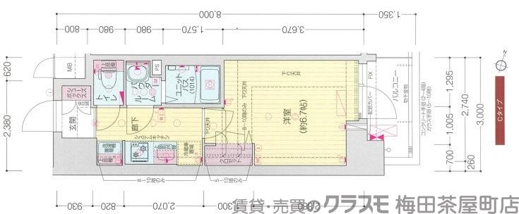 西中島の完工年月(2022年1月)築の賃貸マンションの間取り
