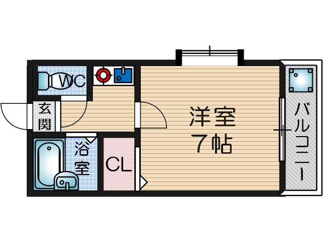 千里丘東の完工年月(1991年1月)築の賃貸マンションの間取り