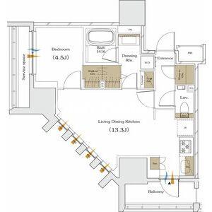 ザ・パークハビオ谷町六丁目クロスの間取り