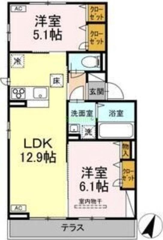 クレージュ大和町の間取り