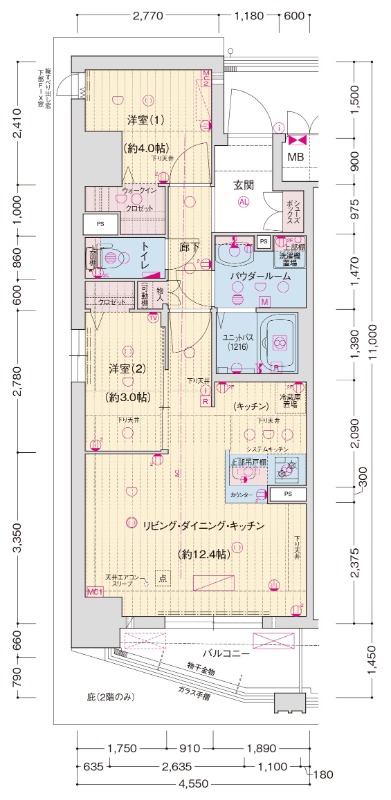 西七条北衣田町の完工年月(2026年1月)築の賃貸マンションの間取り