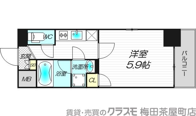 西天満の完工年月(2016年11月)築の賃貸マンションの間取り