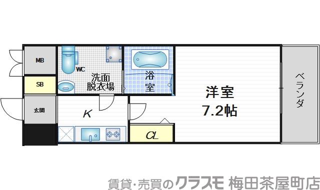 西天満の完工年月(2014年2月)築の賃貸マンションの間取り