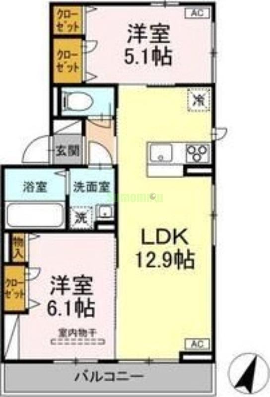 クレージュ大和町の間取り