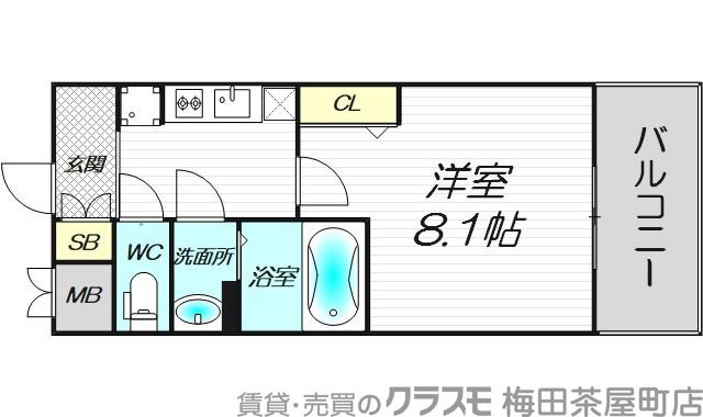 プレサンス心斎橋ソレイユの間取り