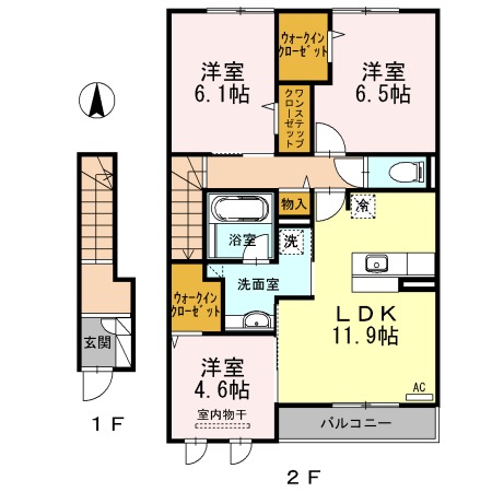 川島三重町の完工年月(2013年2月)築の賃貸アパートの間取り
