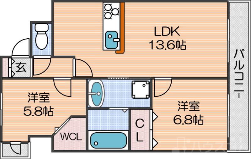 D-room帝塚山の間取り