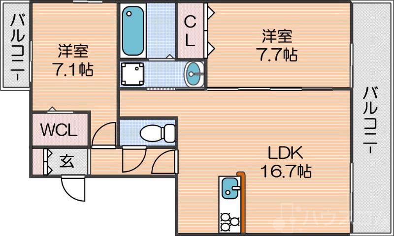 D-room帝塚山の間取り